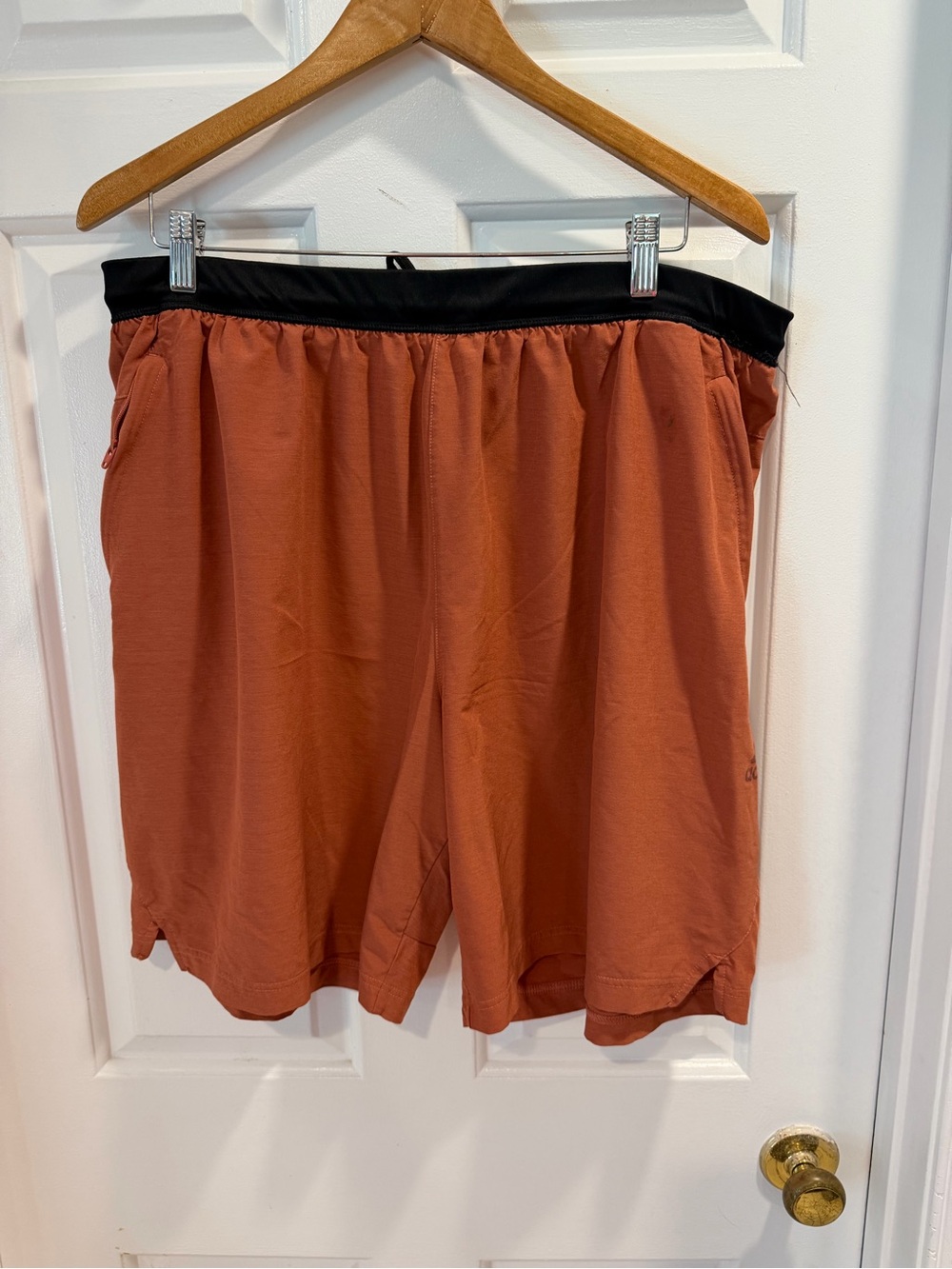 Adidas aeroready Rust Orange Athletic Shorts w Black Waistband Sz XXL